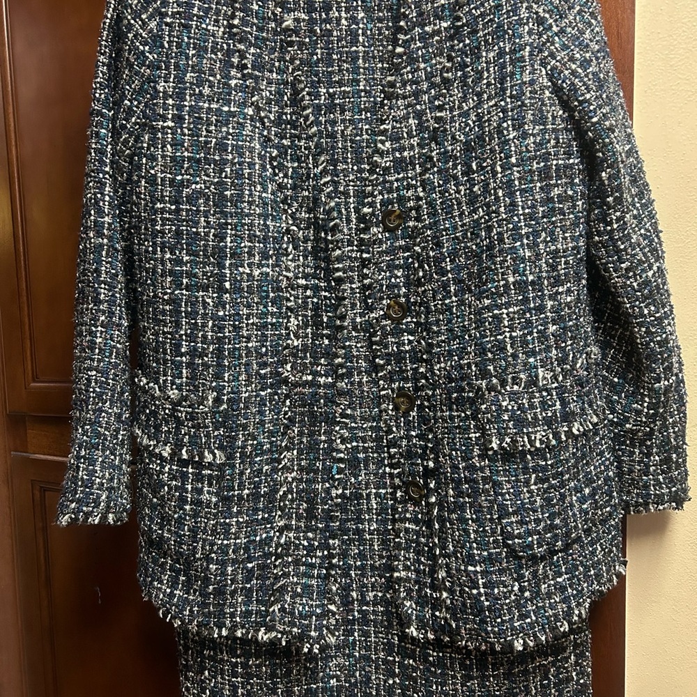 Ann Taylor Navy Tweed Suit